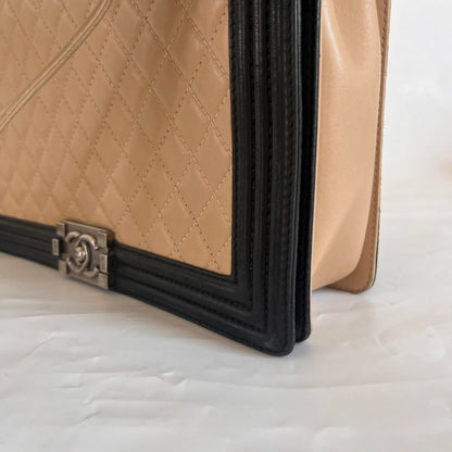 Chanel large two tone le boy bag