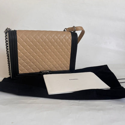 Chanel large two tone le boy bag
