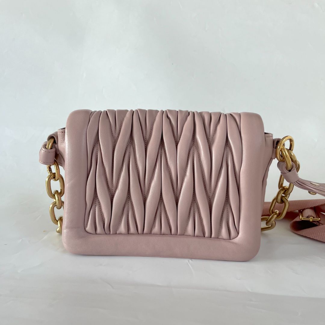 Miu Miu matelassé shoulder light pink bag