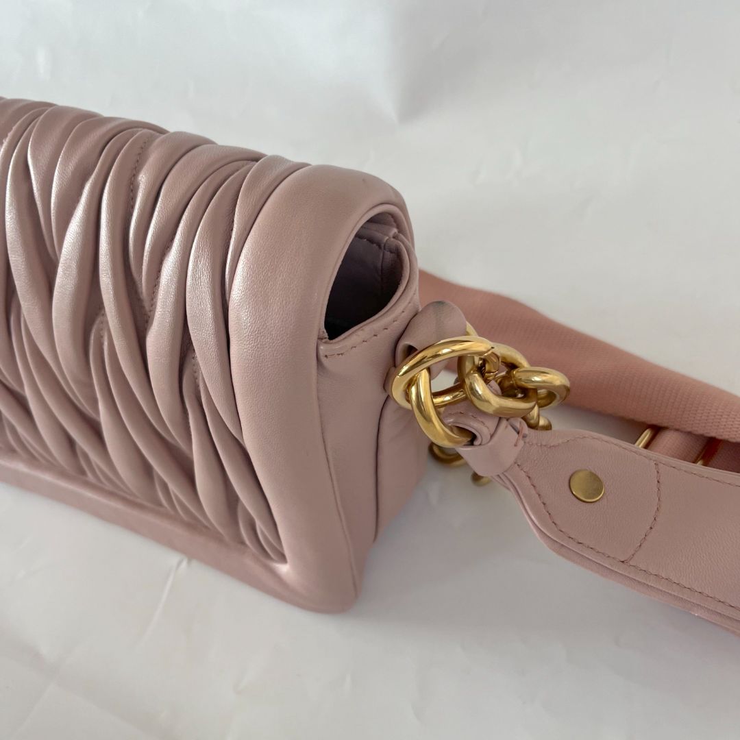 Miu Miu matelassé shoulder light pink bag