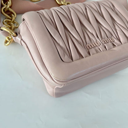 Miu Miu matelassé shoulder light pink bag