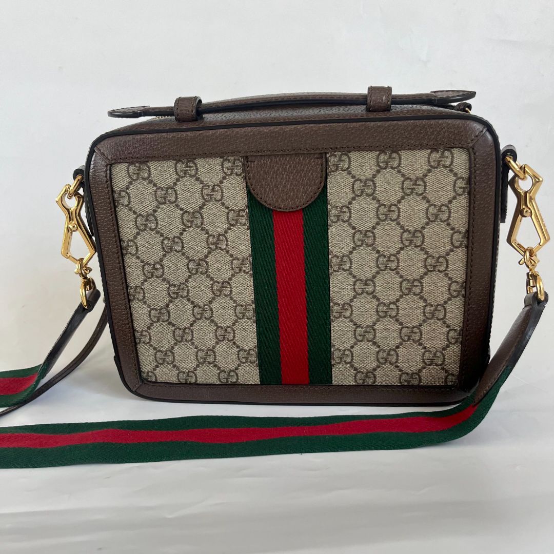Gucci Beige/Brown GG Supreme Web Ophidia Crossbody Bag