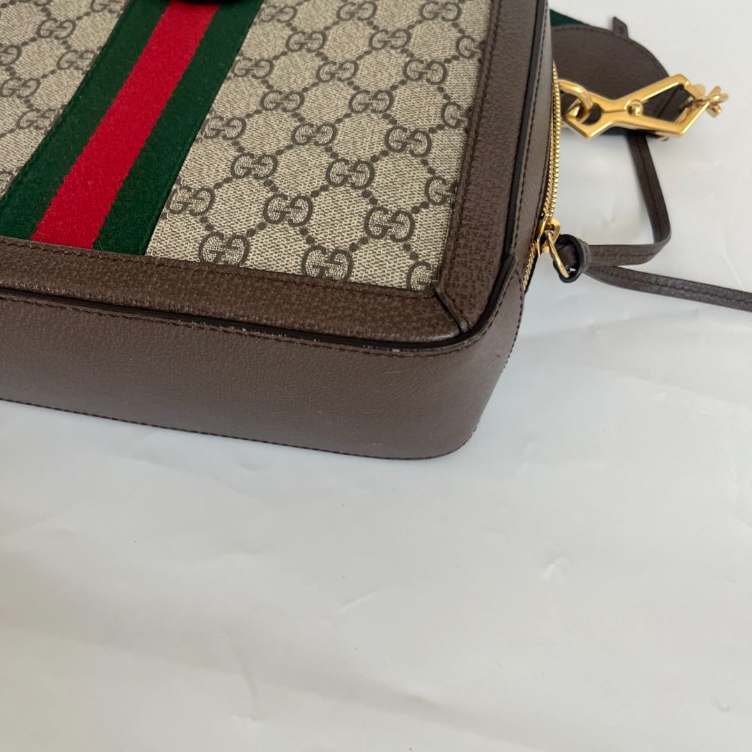 Gucci Beige/Brown GG Supreme Web Ophidia Crossbody Bag