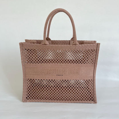 Dior Clay Embroidered Book Large Tote Bag
