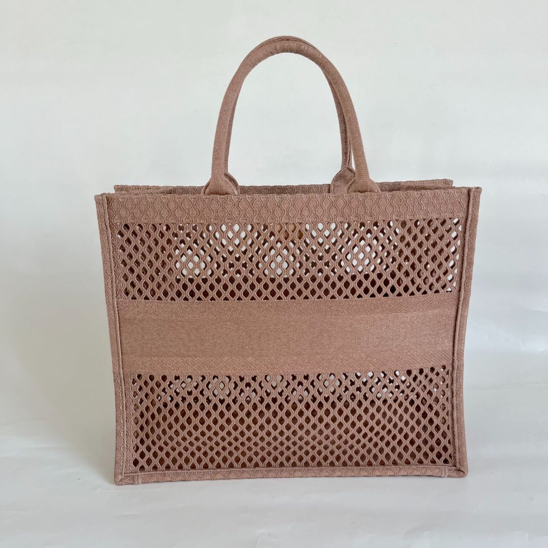Dior Clay Embroidered Book Large Tote Bag
