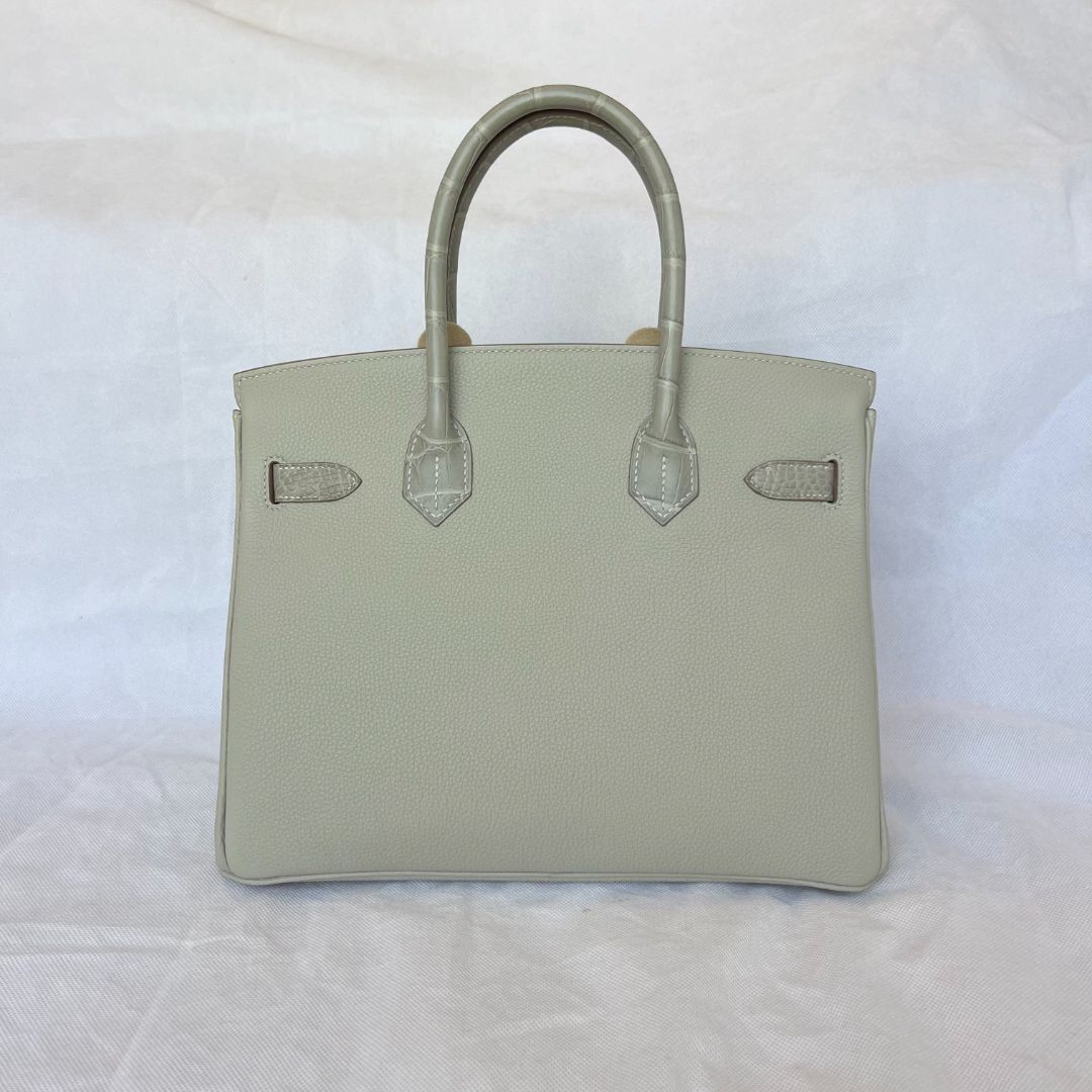 Hermes Gris Perle GHW Birkin 30 Touch Togo /Alli Missi Mat Bag, 30