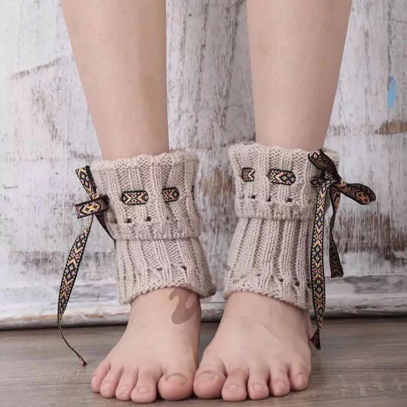 Boot Cuff Thick Short-Sleeved Thick Thick Bamboo Knit Wool Yarn Socks - 7