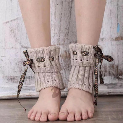 Boot Cuff Thick Short-Sleeved Thick Thick Bamboo Knit Wool Yarn Socks - 7