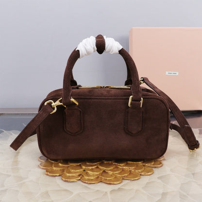 MIU SUEDE BEAU BAG 22 IN COCOA BROWN