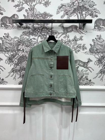 Loewe Jacket in Khaki Green Denim Cotton