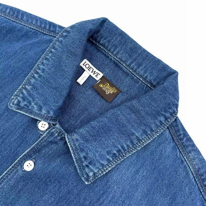 Loewe Short Sleeve Men Shirt in Blue Denim