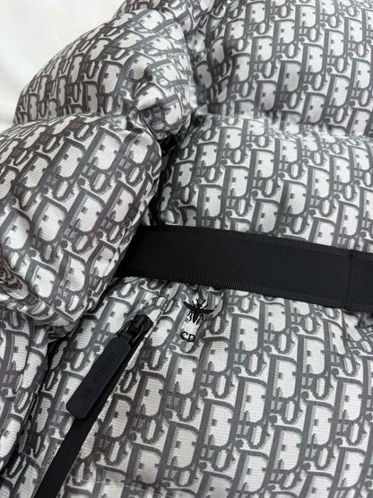 CD Alps Belted Puffer Jacket Gray Polyester