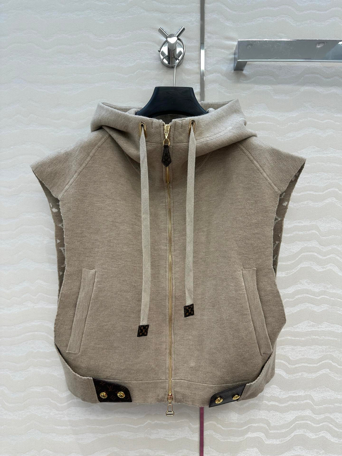 LV 25FW Double Face Open Arm Jacket Beige Wool
