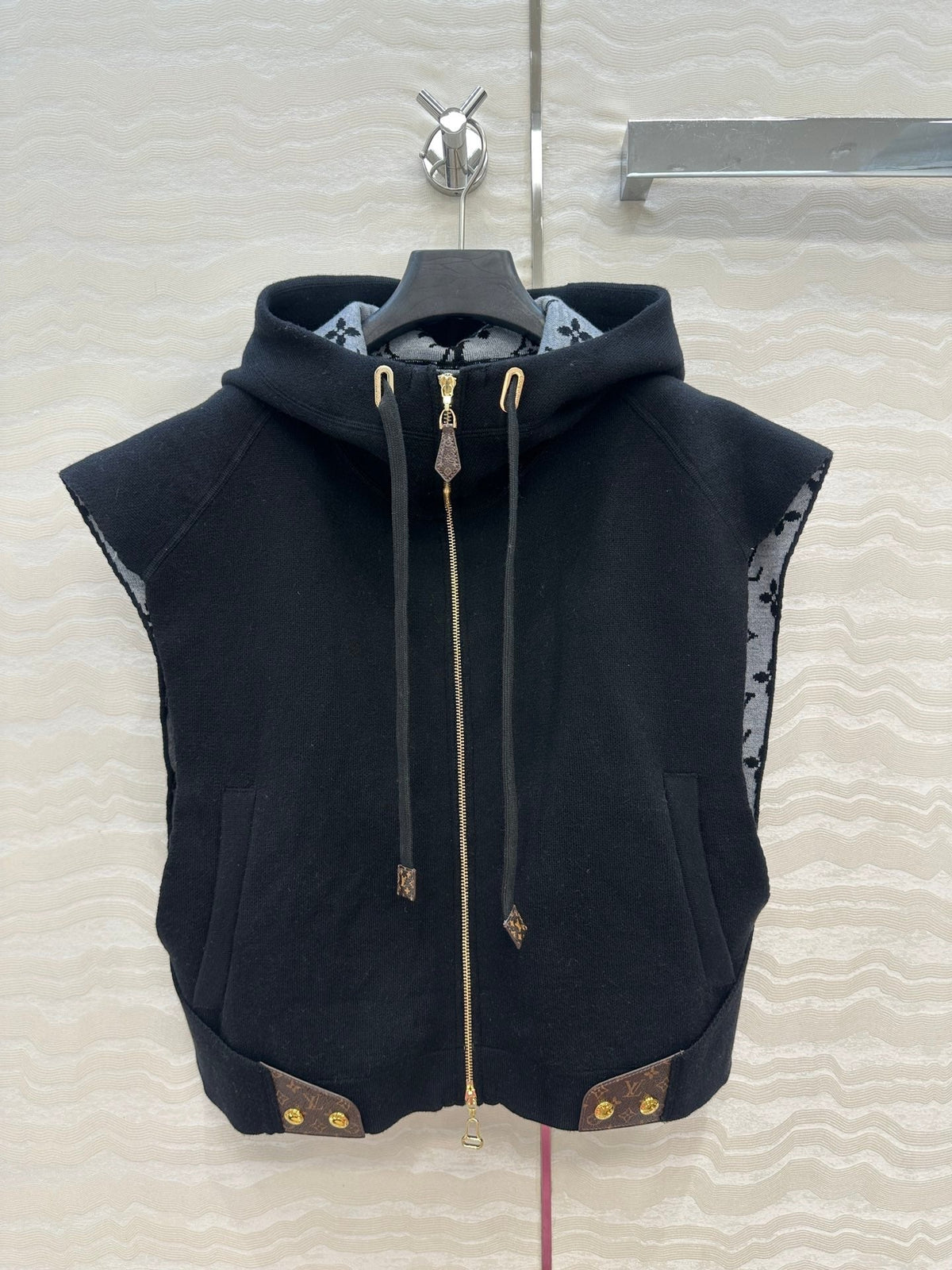 LV 25FW Double Face Open Arm Jacket Black Wool