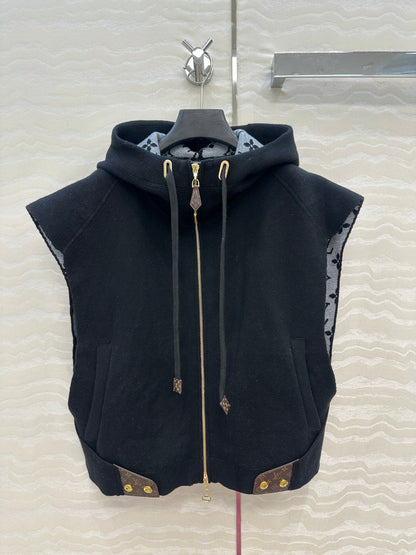 LV 25FW Double Face Open Arm Jacket Black Wool