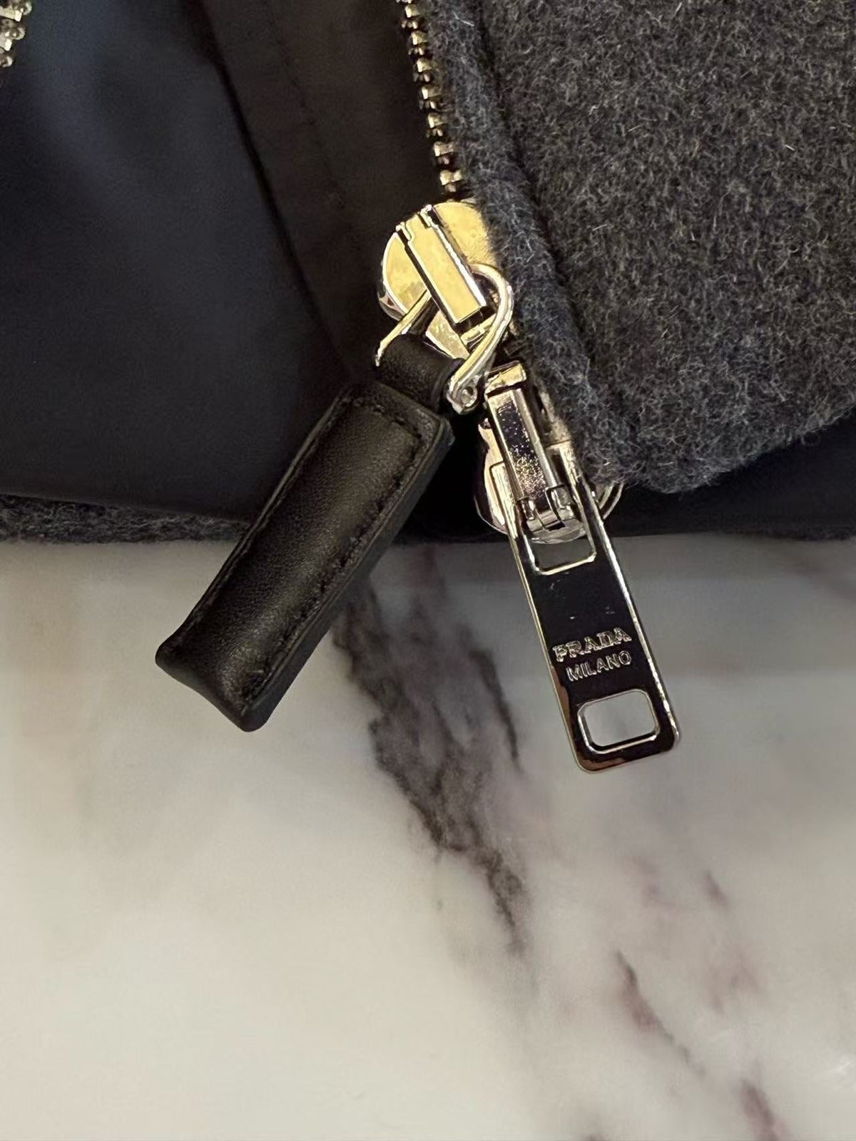 Prada 2025 Belted Down Vest Gray Wool
