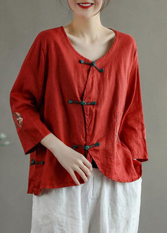 Italian Green Patchwork Pockets Oriental Linen Shirt Top Summer