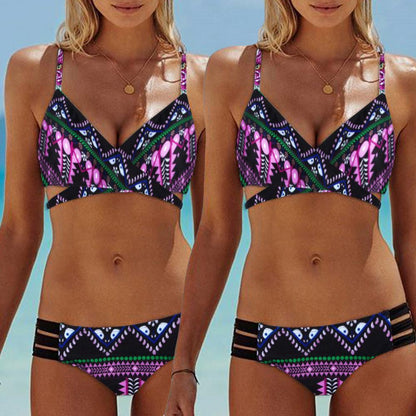 Purple Fashion Women Bohemia Push-Up Padded Bra Beach Bikini