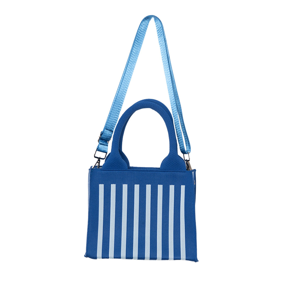 Blue Striped Structured Mini Tote