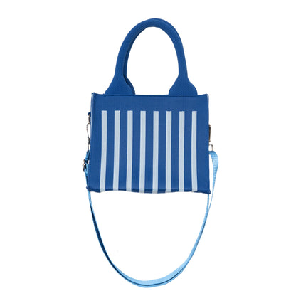 Blue Striped Structured Mini Tote