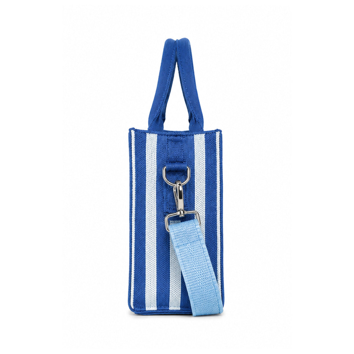 Blue Striped Structured Mini Tote