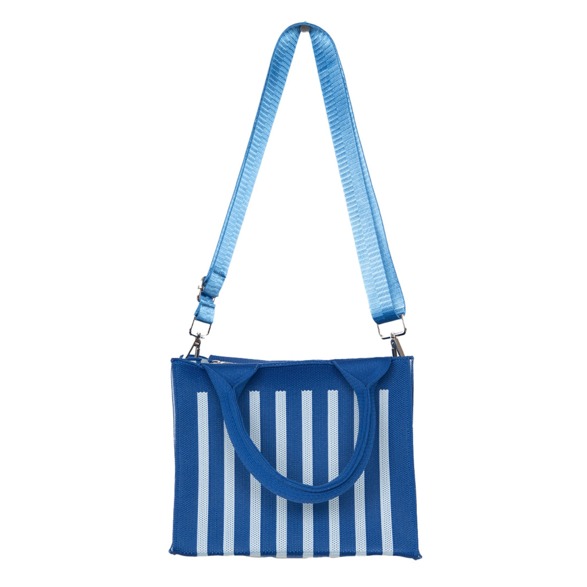Blue Striped Structured Mini Tote