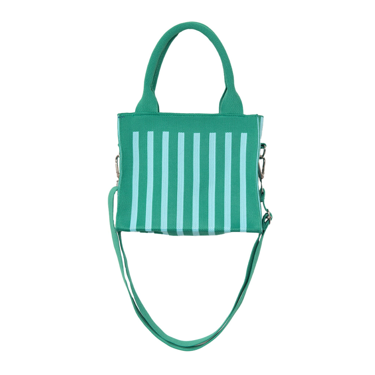 Aqua and Green Striped Structured Mini Tote