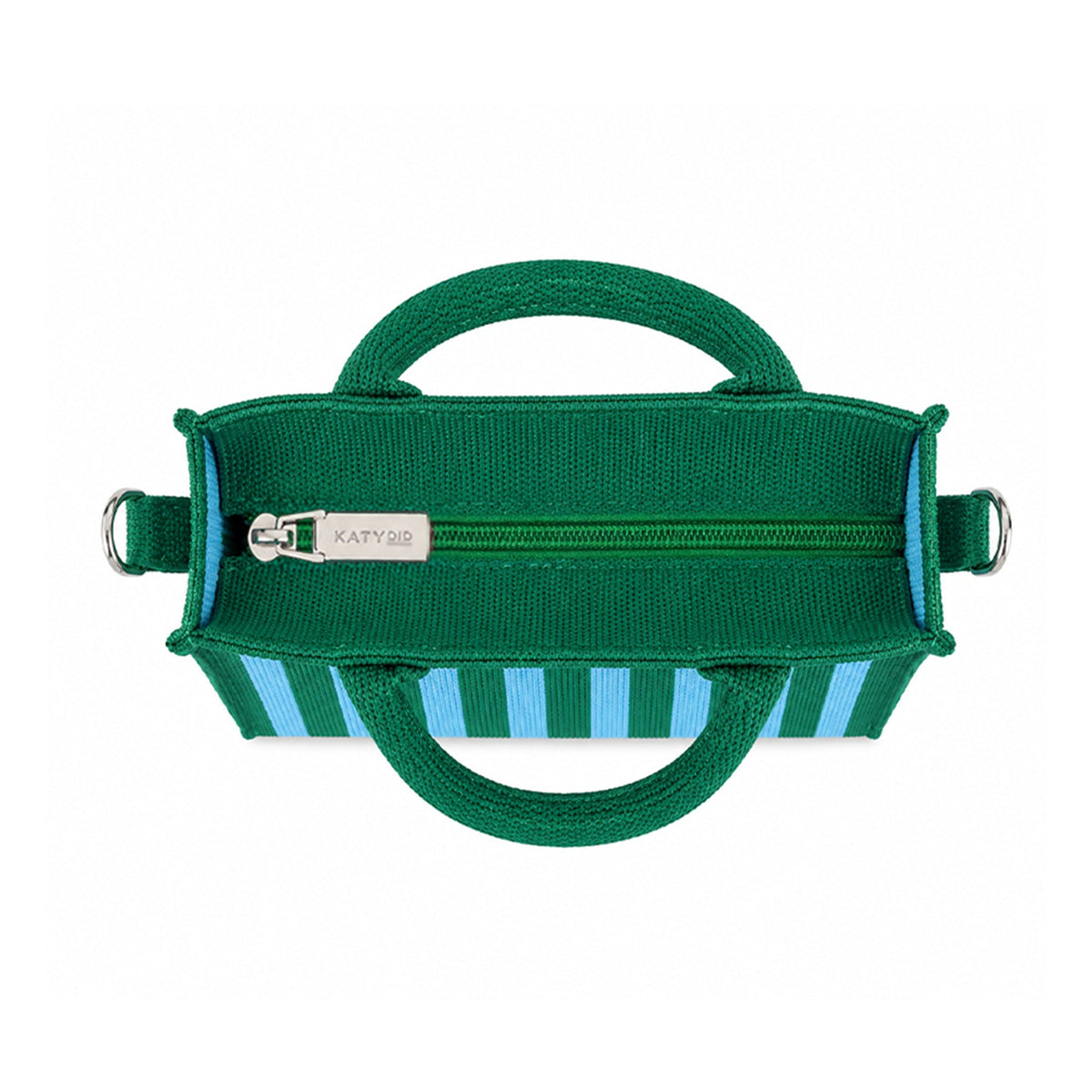 Aqua and Green Striped Structured Mini Tote