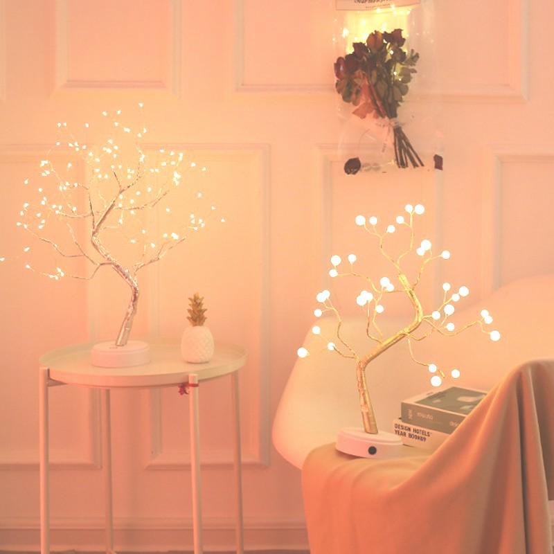 Led Night Light Mini Christmas Twinkling Tree Copper Wire Garland Lamp For Holiday Home Kids Bedroom Decor Luminary Fairy Lights