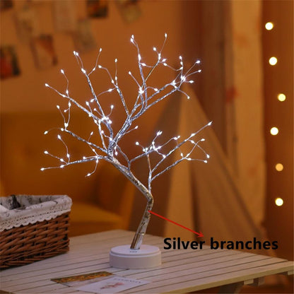 Led Night Light Mini Christmas Twinkling Tree Copper Wire Garland Lamp For Holiday Home Kids Bedroom Decor Luminary Fairy Lights