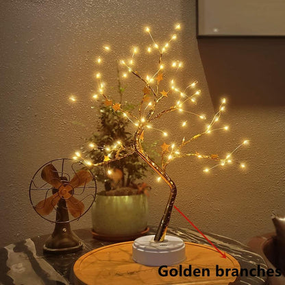 Led Night Light Mini Christmas Twinkling Tree Copper Wire Garland Lamp For Holiday Home Kids Bedroom Decor Luminary Fairy Lights