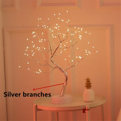 Led Night Light Mini Christmas Twinkling Tree Copper Wire Garland Lamp For Holiday Home Kids Bedroom Decor Luminary Fairy Lights
