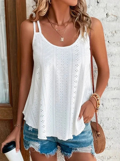 Large Big 5Xl Women Leisure Simple Boho Camis Tops Women'S Hollow Out Top Pullovers 2024 New Summer Casual Beach Shirts Clothing
