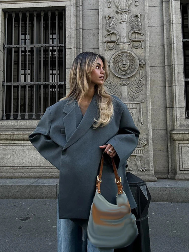 Loose Covered Button Women Outerwears Casual Solid High Street Jackets Top Turn-Down Collar Fashion Cardigan Coats Female Jacket