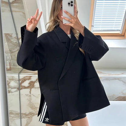 Loose Covered Button Women Outerwears Casual Solid High Street Jackets Top Turn-Down Collar Fashion Cardigan Coats Female Jacket