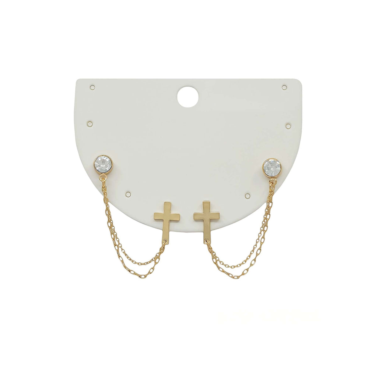 Cross with Rhinestone Chain Earrings