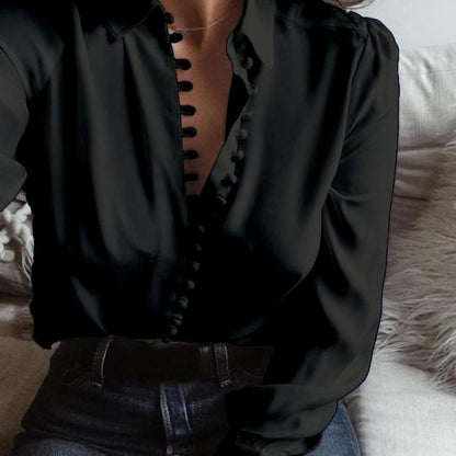 Popular Womens Fashion Casual Solid Long Sleeves Blouse