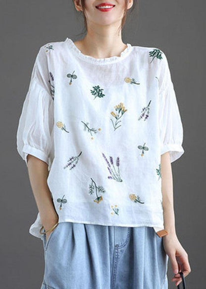 Modern Print Regular Embroideried Summer Floral Half Sleeve