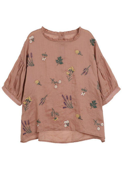 Modern Print Regular Embroideried Summer Floral Half Sleeve