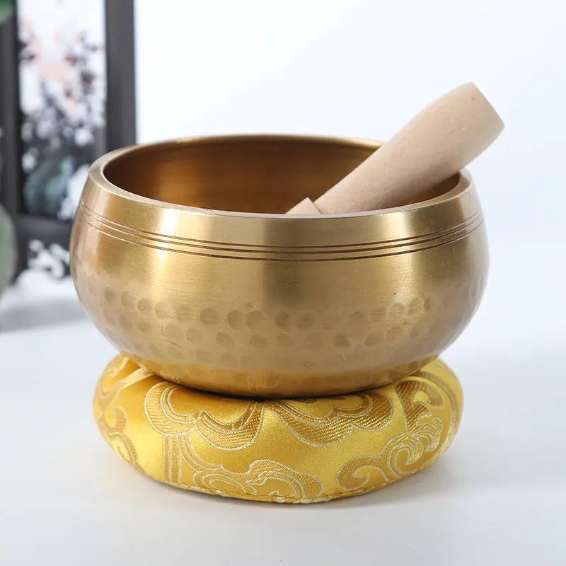 Nepal Handmade Tibet Buddha Sound Bowl Yoga Meditation Chanting Bowl Brass Chime Handicraft Music Therapy Tibetan Singing Bowl