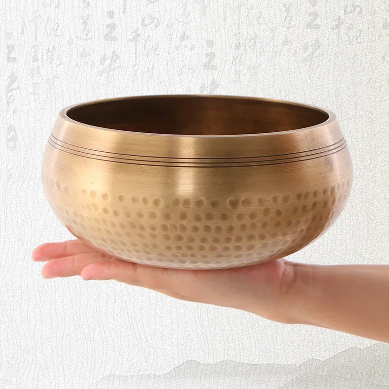 Nepal Handmade Tibet Buddha Sound Bowl Yoga Meditation Chanting Bowl Brass Chime Handicraft Music Therapy Tibetan Singing Bowl