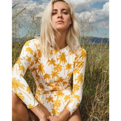 New Color Print One-Piece Swimsuit Long Sleeve Swimwear Sports Backless Women'S Swimming Bathing Suit Beach Wear Bather Surfing