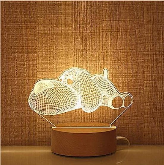 New Dog Folding Wood 3D Lamp Bedroom Children'S Room Christmas Gift  3D Night Table Lamps For Bedroom Korean Desk Lamp