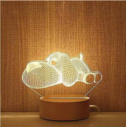 New Dog Folding Wood 3D Lamp Bedroom Children'S Room Christmas Gift  3D Night Table Lamps For Bedroom Korean Desk Lamp