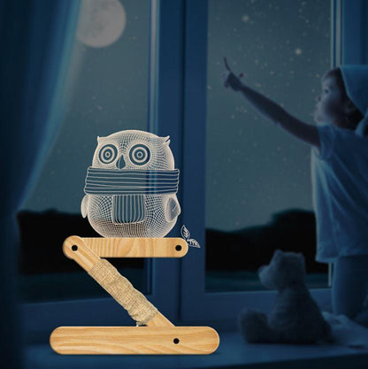 New Dog Folding Wood 3D Lamp Bedroom Children'S Room Christmas Gift  3D Night Table Lamps For Bedroom Korean Desk Lamp