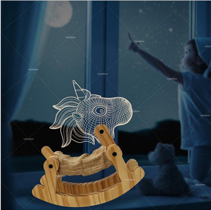New Dog Folding Wood 3D Lamp Bedroom Children'S Room Christmas Gift  3D Night Table Lamps For Bedroom Korean Desk Lamp