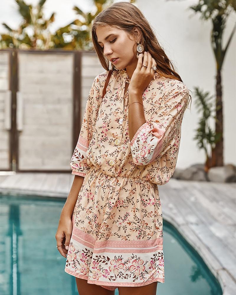 Women'S Floral Summer New Fashion V-Neck Casual Jumpsuit