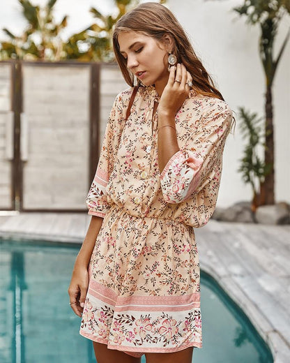 Women'S Floral Summer New Fashion V-Neck Casual Jumpsuit