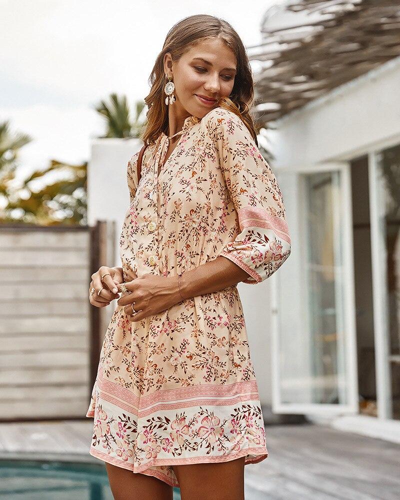 Women'S Floral Summer New Fashion V-Neck Casual Jumpsuit