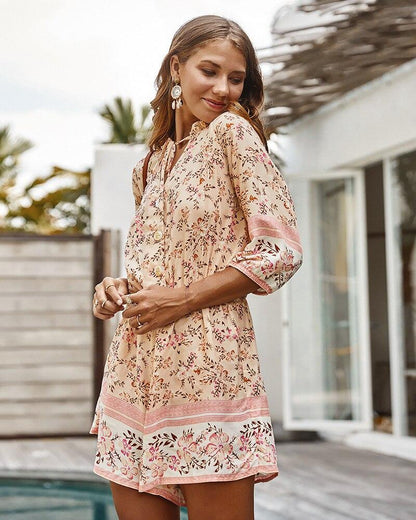 Women'S Floral Summer New Fashion V-Neck Casual Jumpsuit